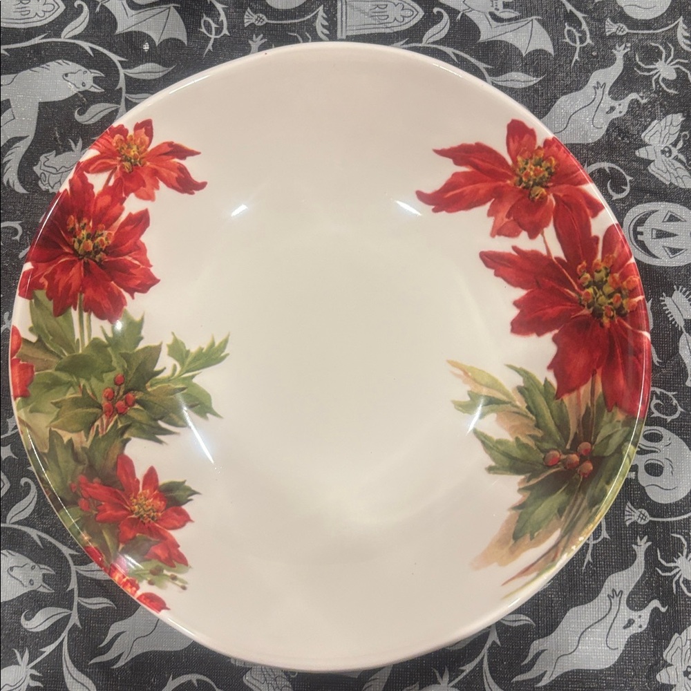 Ceramica Cuore Poinsettias Bowl- 9”